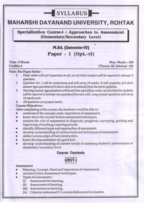 SPECIALIZATION COURSE-I Approaches to Assessment (Elementary/Secondary Level) - Image 9